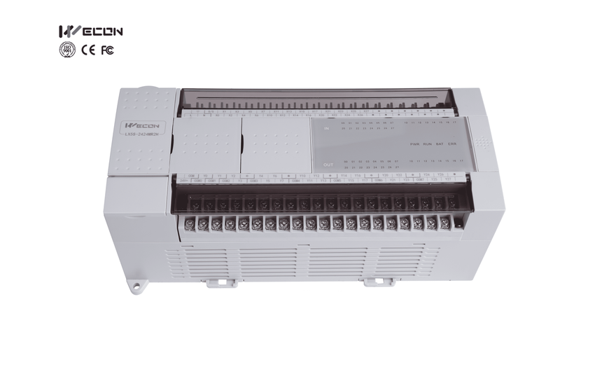 Программируемый логический контроллер WECON LX5S-2424MT4H-A серии LX5S с конфигурацией 24 входов / 24 выходов. LX5S-2424MT4H-A фото
